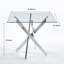 Table de salon moderne avec pieds croisés en métal, longueur réglable et verre lisse pour la surface