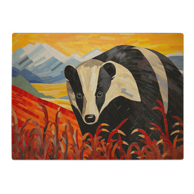 Badger Art Deco No.2  Glass Chopping Board