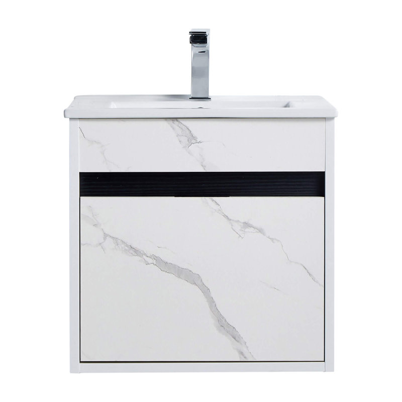 Ensemble de meuble-lavabo mural simple 20 po Kynlyn, Marbre blanc