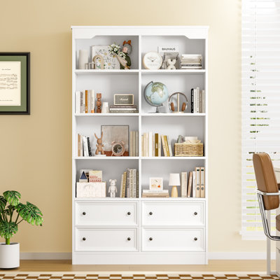 Kirklyn 6-Tier Standard Bookcase with 4 Drawers by Harriet Bee