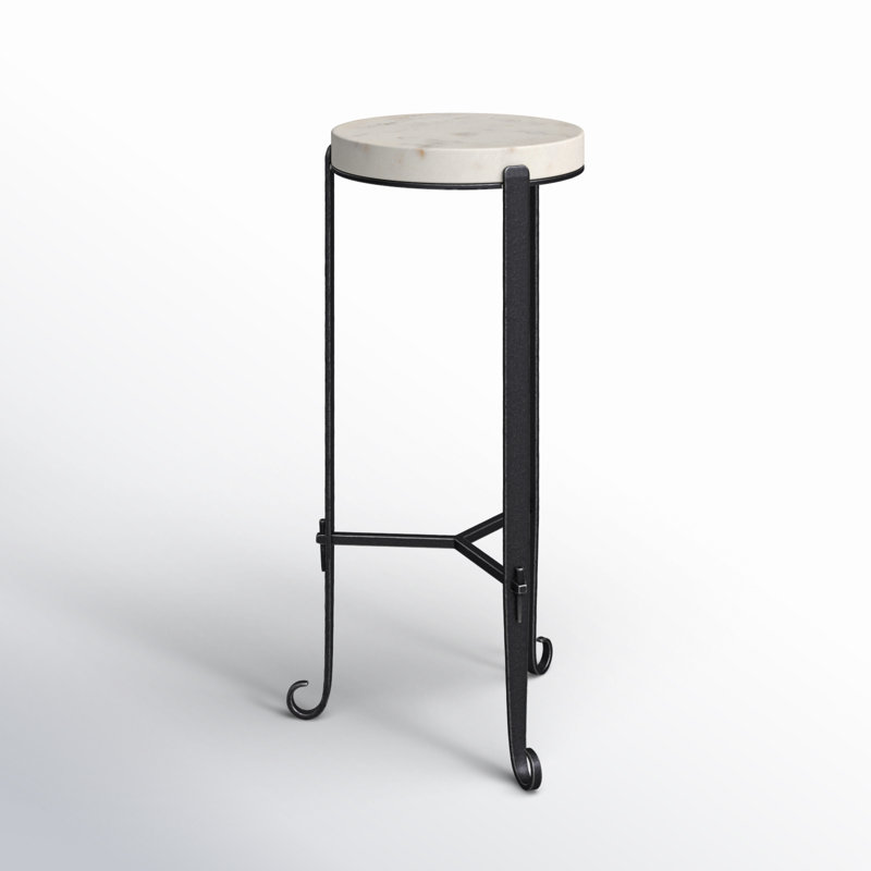 Freya Marble and Iron Round 11.5"W Side Table