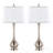 Cairo 28.75" Contemporary Metal Table Lamp In Brushed Nickel And White Linen Shade With Silver Trim From Grandview Gallery - Set Of 2