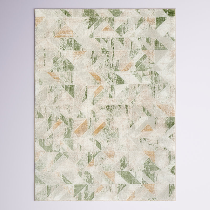 Tapis vert à motif abstrait Pyburn, Rectangle 7 pi x 9 pi