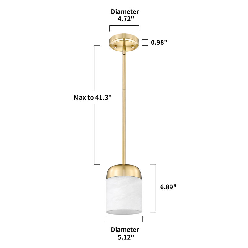 Ensemble de 2 lampes suspendues rétro 1 lumière albâtre, Or brossé
