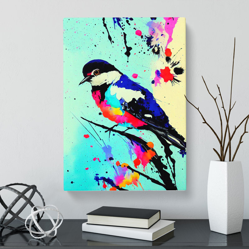 Artesian Swallow Bird Paint Splatter Vol.2 - Wrapped Canvas, 50cm H x 35cm W