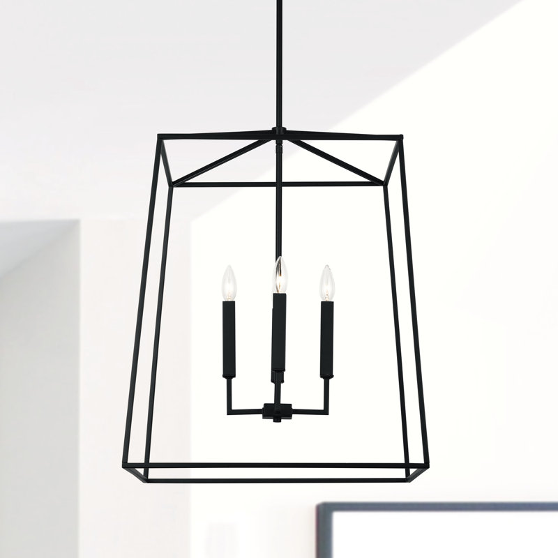 Lustre géométrique à 4 lumières Thea, Noir mat, H 34,25 po x l 22 po x P 22 po
