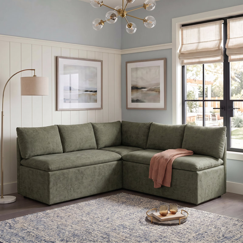Banquette de coin de salle à manger rembourrée avec rangement, Green