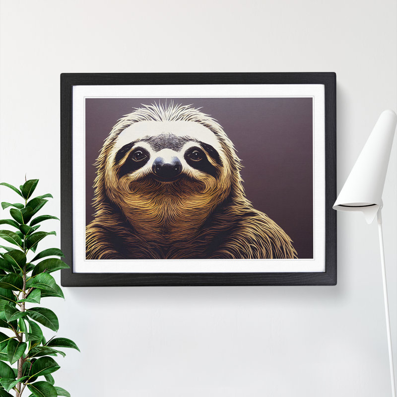 Irresistible Sloth - Single Picture Frame Print, Black Framed, 46cm H x 64cm W x 2cm D