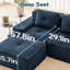 Canapé modulaire 153 po en velours côtelé 153 po, bleu, assise profonde, passepoil perlé, sans assemblage, base moderne bleu
