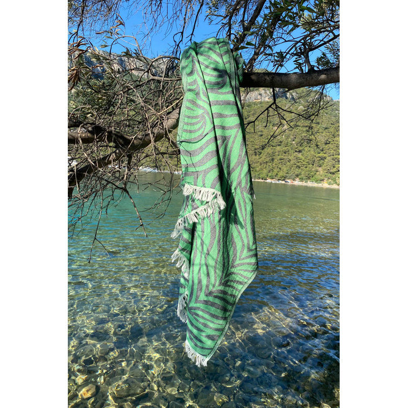 Serviette de plage 100% coton fouta, vert, 35,4 x 67,0 pouces | Hautement absorbant, doux et léger à 7,6 oz / verge carrée | Lavable à la machine, parfait pour la plage, la piscine et le spa | Serviette de qualité supérieure pour un confort ultime