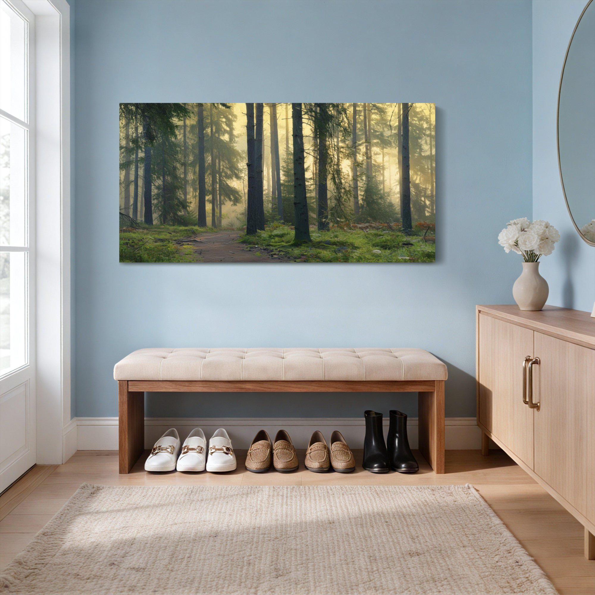 Foundry Select Misty Forest Path Canvas Wrapped Wall Art Oil Painting ...