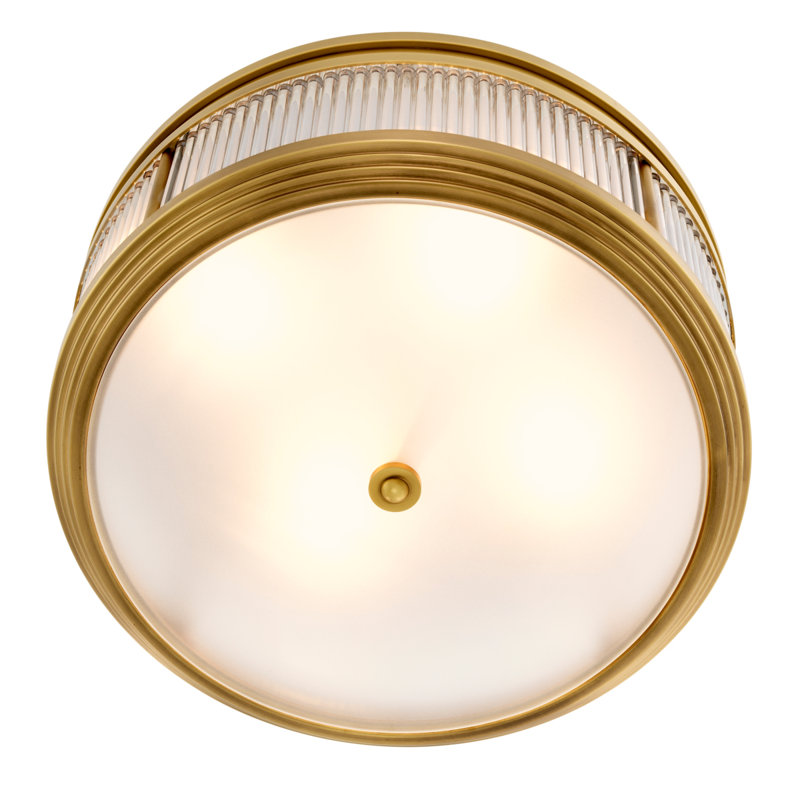 Rousseau Glass Flush Mount, Antique Brass