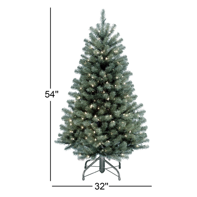 North Valley Blue Spruce Tree with Clear Lights, 4.5'
