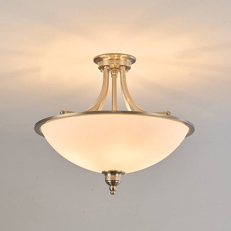 Plafonnier semi-encastré en verre 4 lumières, Nickel brossé