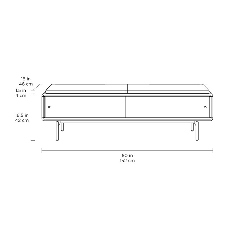 LINQ Leather Storage Bench, Natural Walnut/Black