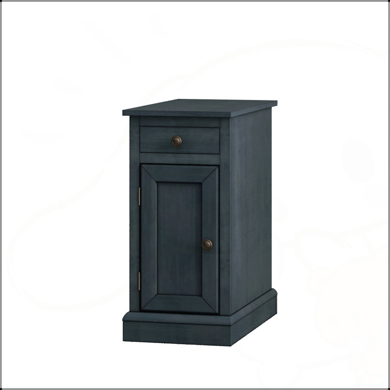 Table d'appoint traditionnelle en placage de bois massif bleu antique, parfaite pour le salon et les petits espaces