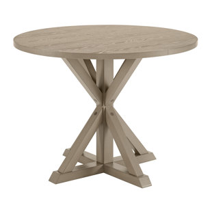  Spier 40" Modern Farmhouse Pedestal Dining Table, Rustic Beige