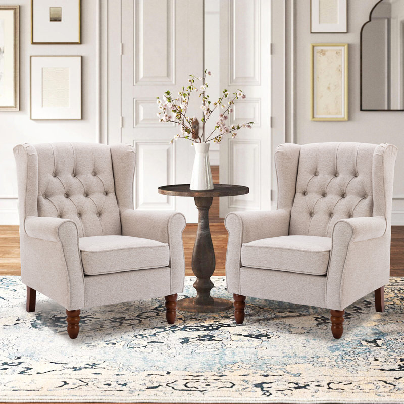 Petit fauteuil d'appoint Angiolino, Mélange de polyester beige