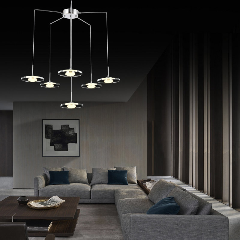 Luminaire suspendu géométrique à 6 lumières DEL
