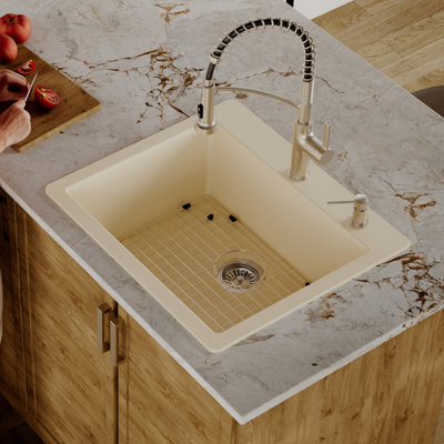Karran Quartz 25'' X 22'' Single Bowl Drop-in Kitchen Sink Kit