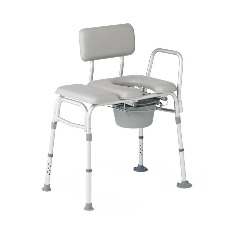 Combination Transfer Bench And Commode, Padded