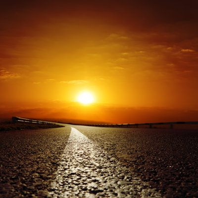 Coucher de soleil - peinture sur toile tendue
