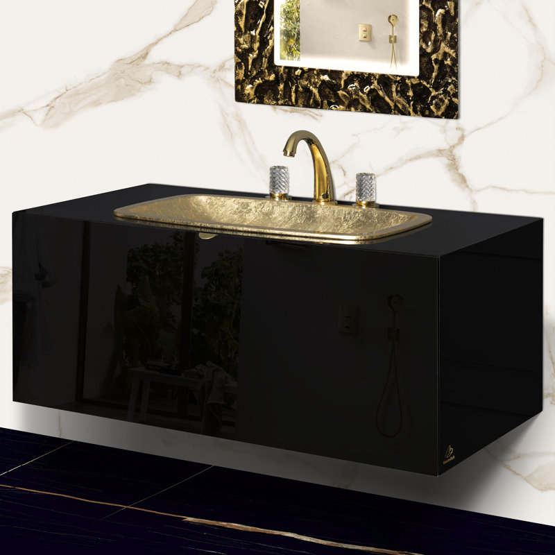 Mia 39.5 in. Handmade Single Vanity, Black, Black Lacquered