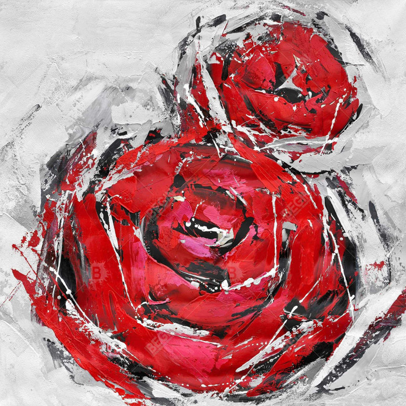 Abstract red roses - 16"x16" Throw pillow - Poly twill - Print on demand, 16"H x 16"W, Polyester/Polyfill