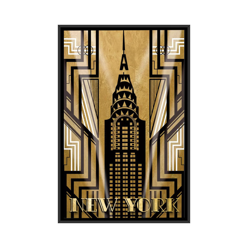 «Ny Deco» par Katrina Craven - impression d'art graphique, Black Framed, Pas de tapis, H 40 po x l 26 po x P 1,5 po