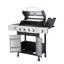 Barbecue au propane à 4 brûleurs avec brûleur latéral, sortie 46790BTU avec grilles de cuisson en fonte émaillée pour barbecue extérieur, acier inoxydable