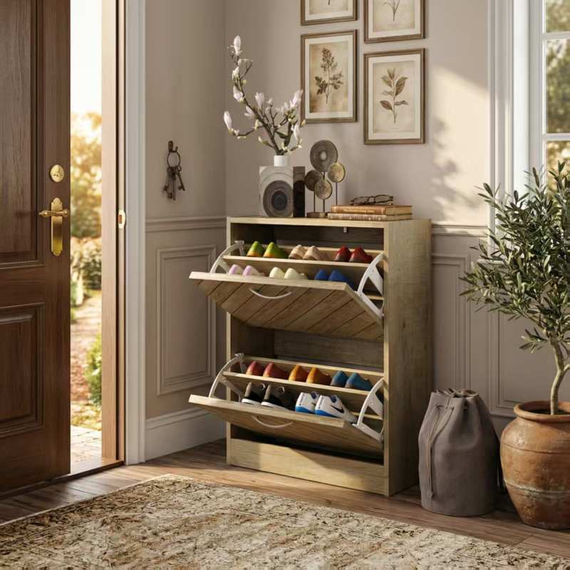 8 Pair Shoe Storage Cabinet, Brown