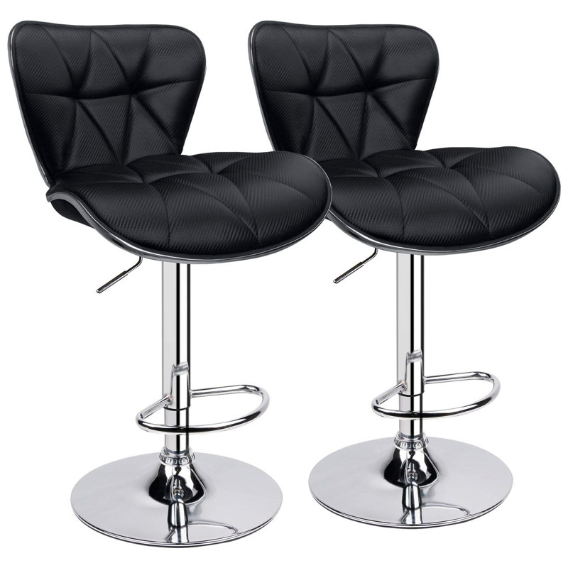 Maineville Shell Back 32.5" Adjustable Bar Stool, Black