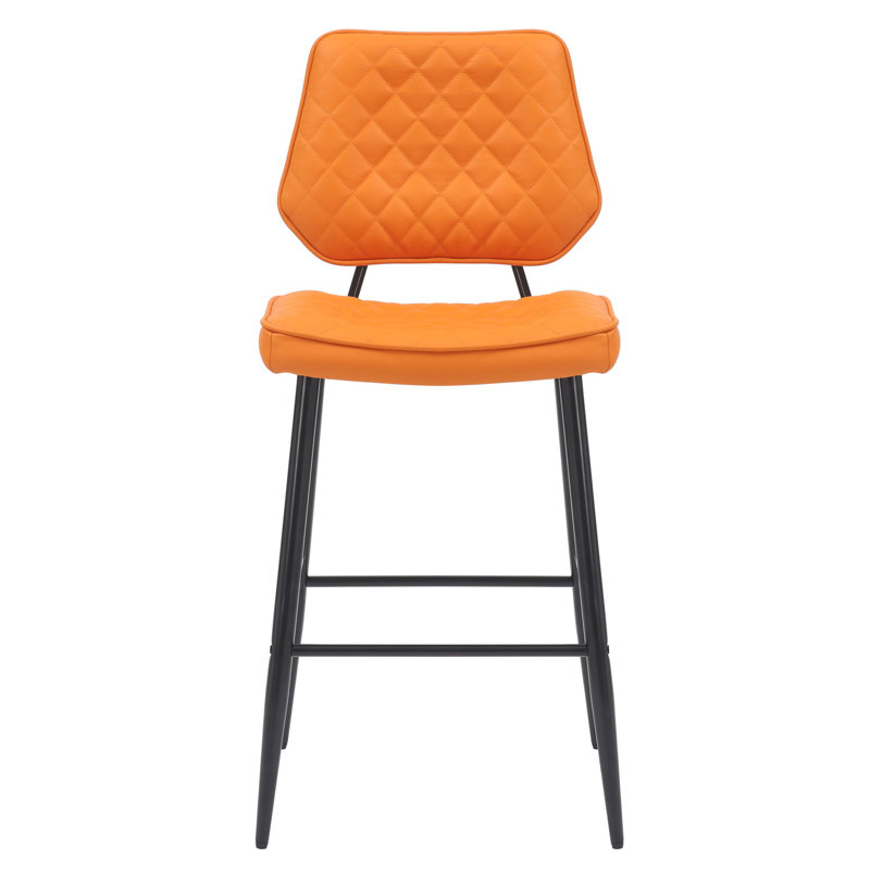 Garrick Real Leather Bar Stool, Orange