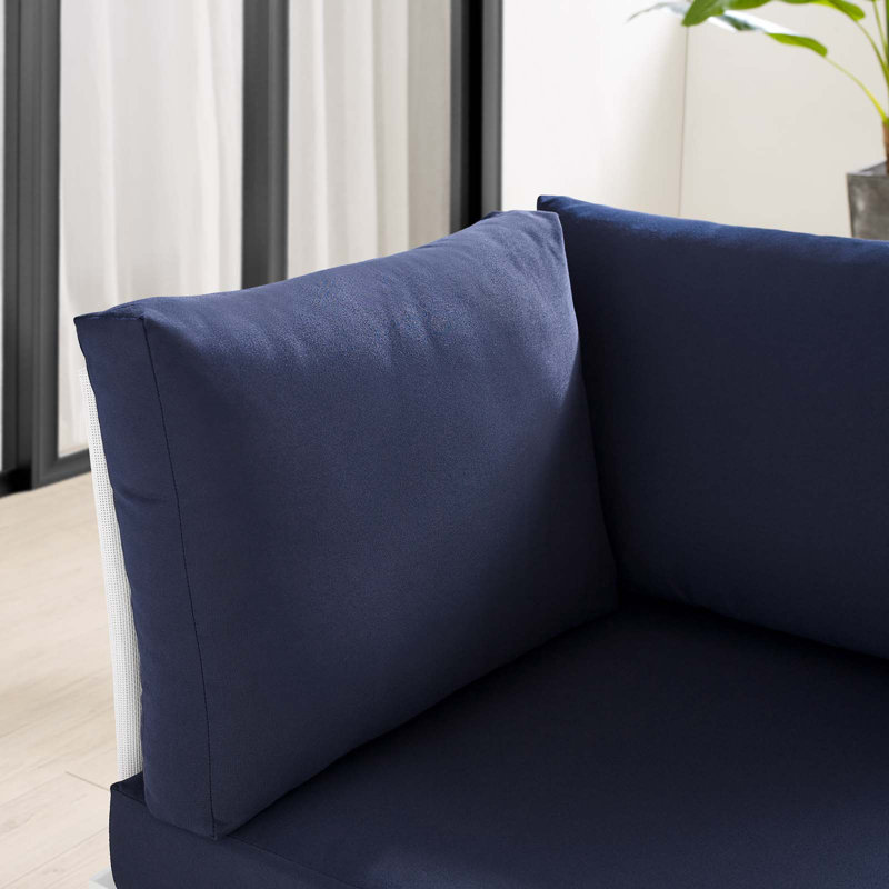 Ensemble de canapé modulaire d'extérieur en aluminium 7 pièces Harmony Sunbrella par Modway, Sunbrella® bleu marine