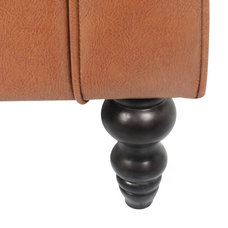 Fauteuil club tendance avec dossier à boutons et pi, Marron clair