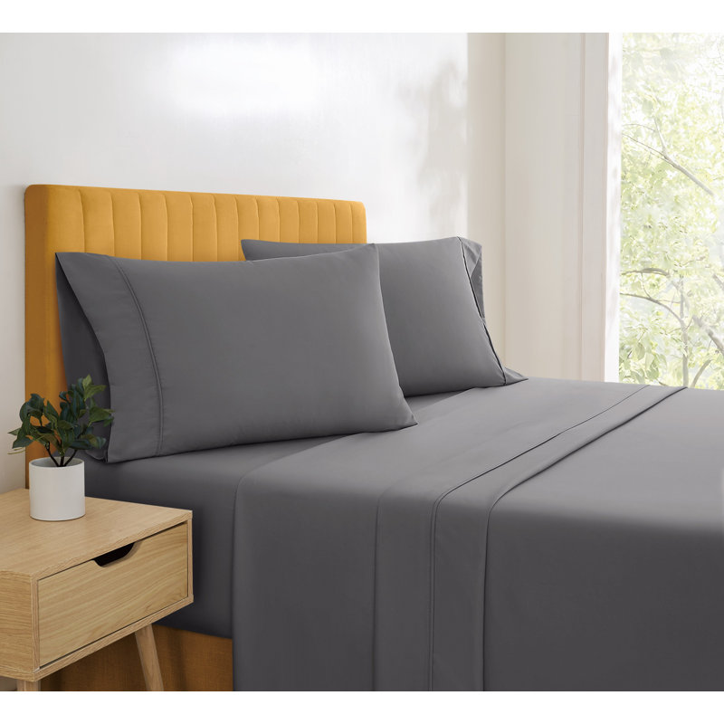 Simmons Essential Microfiber Brushed Sheet Set, Grey, Queen