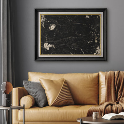 «Black and White Expressive Scribble Art», reproduction d'art sur papier encadrée
