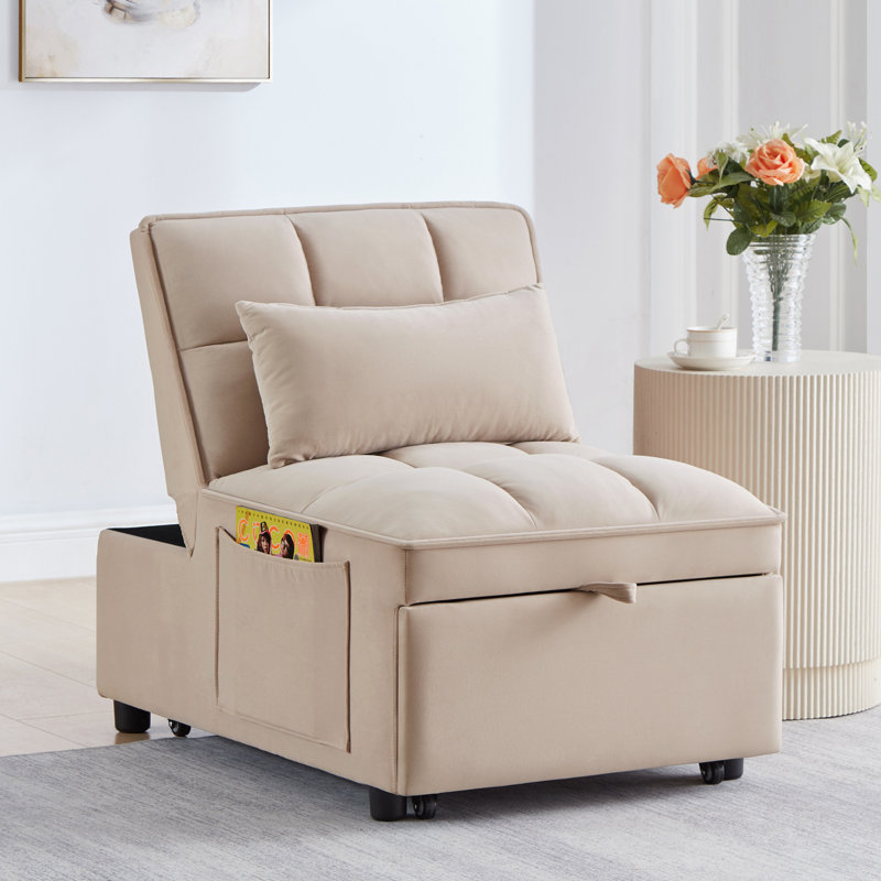 Chaise longue convertible avec dossier réglable et coussins, Taupe