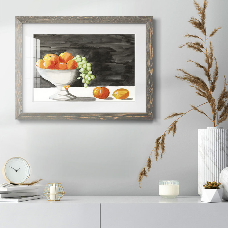 Watercolor Fruit Bowl II, reproduction d'art encadrée, Gris