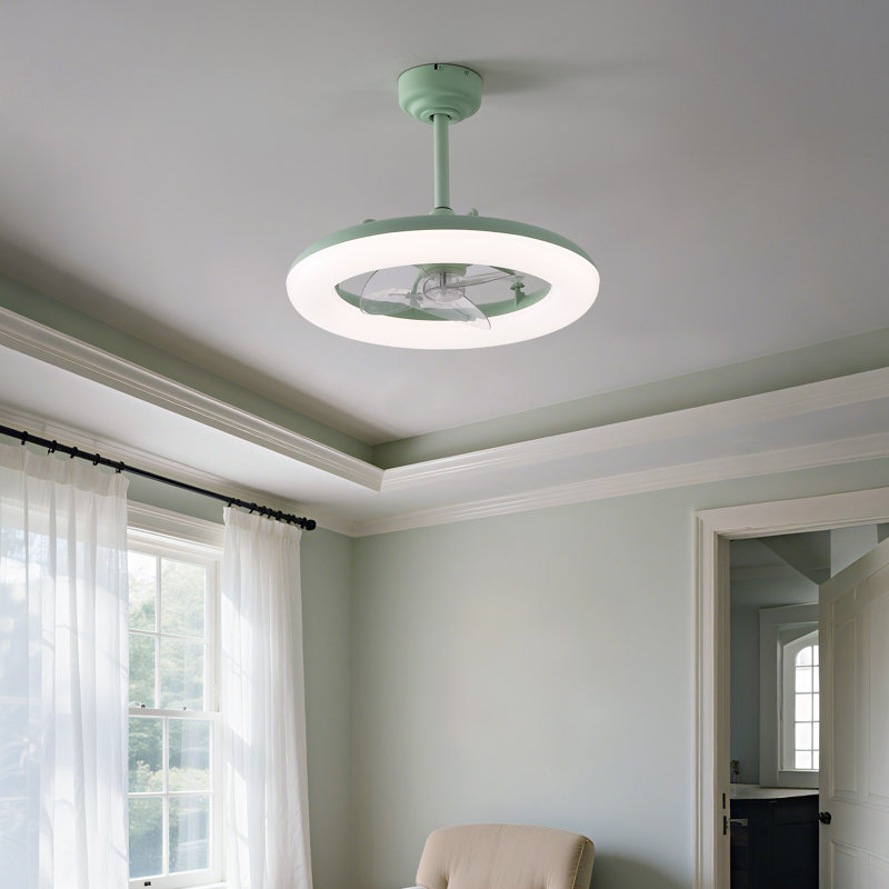 Ventilateur de plafond à DEL à intensité variable et mobile 21,5 po Piero 21,5 po Piero, Pistache gelato, Clair