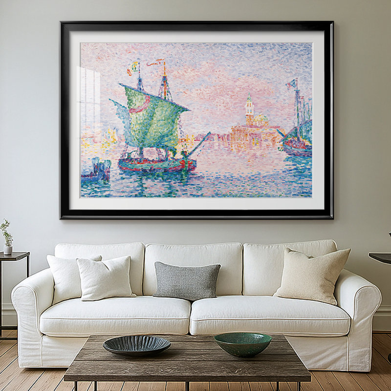 Venise, le nuage rose - Paul Signac - reproduction d'art avec passe-partout et verre - 1909, 30 x 5 x 42,5, Noir