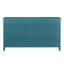 Console télé 65 po, armoire de rangement, buffet avec porte vitrée et tablettes réglables, console, bleu sarcelle