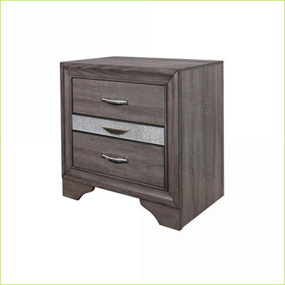 Modern Sparkle Grey Nightstand with 3 Drawers