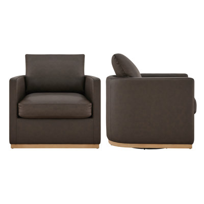 Bobbi Genuine Leather Swivel Armchair
