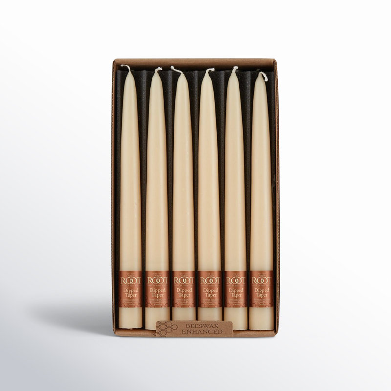 12 Piece Unscented Taper Candle Set, Buttercream, 9" H x 0.88" W x 0.88" D