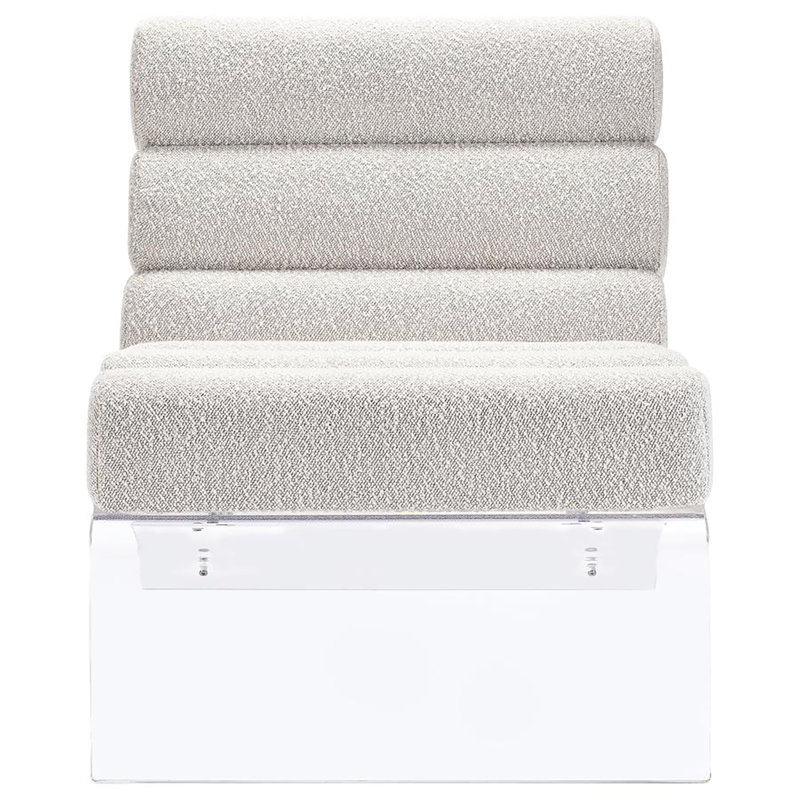 Chaise sans accoudoirs en acrylique Hinojosa, Mélange de polyester ivoire