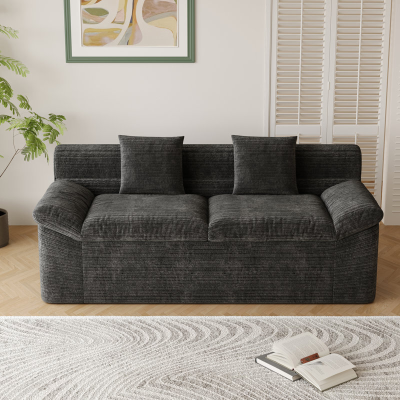 Canapé 71 po en chenille 3 places, assise profonde, sans assemblage
