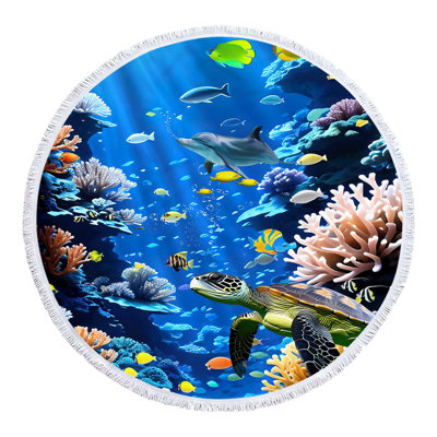 Serviette de plage ronde en microfibre à imprimé super coloré