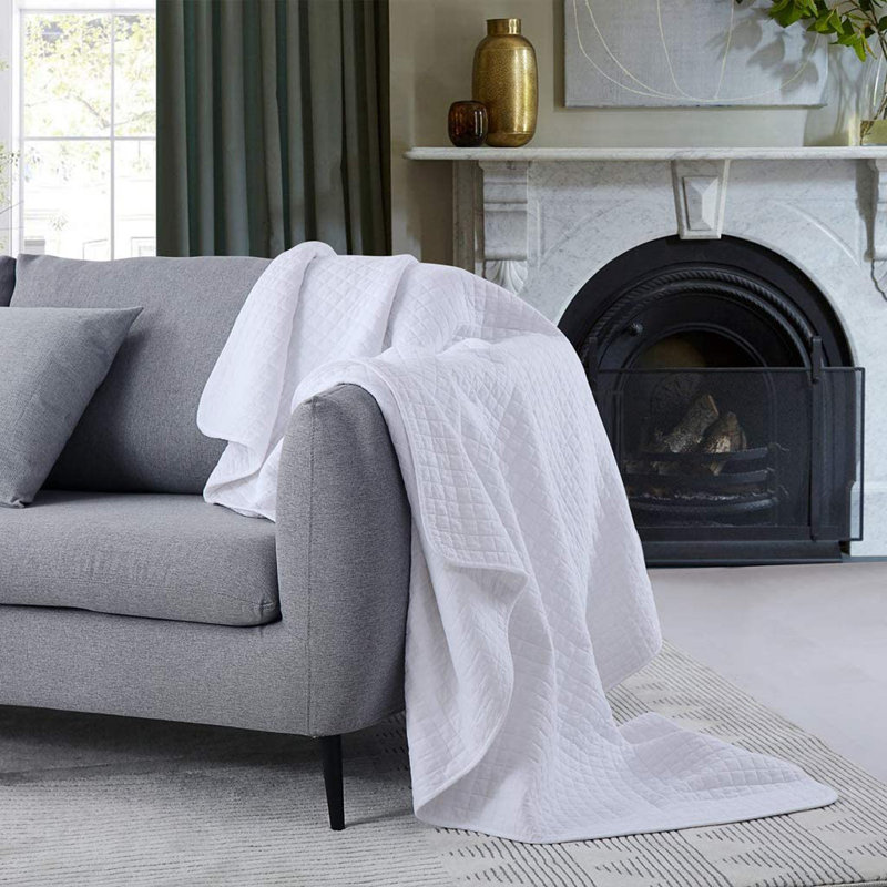 Jeté en coton CTthrow quit, Blanc neige