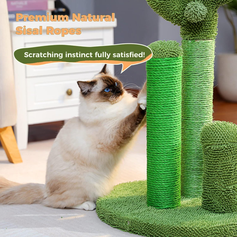 Large Green Cactus Cat Scratching Post with Sisal Rope